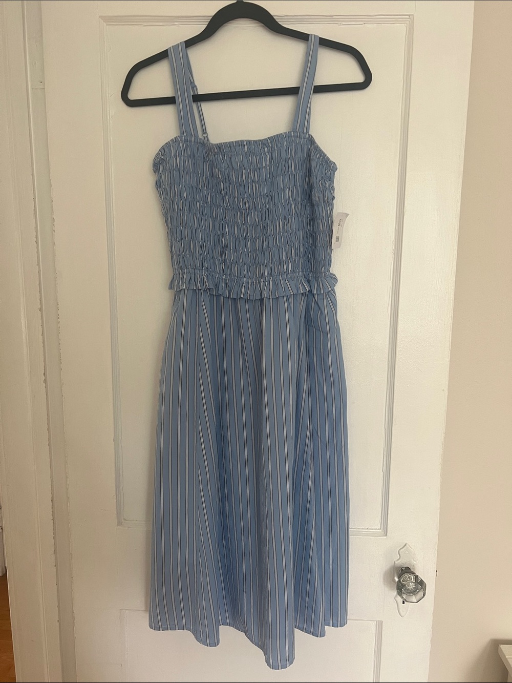 Old Navy Blue and White Striped Midi Dress